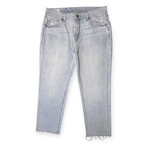 GAP Girlfriend Mid Rise Light Wash Raw Hem Jeans 29 Short